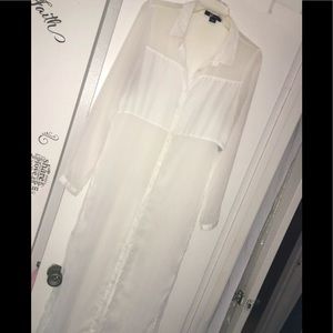 White see- through cardigan